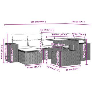 VidaXL Ensemble de canapés de jardin rotin synthétique  