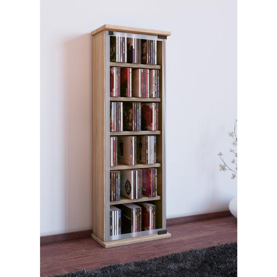 VCM Bois CD DVD Stand Étagère Rangement Étagère sur pied Support Classic Porte en verre  
