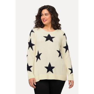 Ulla Popken  Maglione con stelle soffici, scollo a girocollo e maniche lunghe 