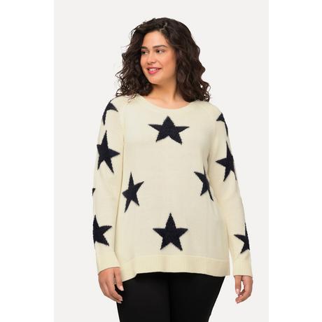 Ulla Popken  Maglione con stelle soffici, scollo a girocollo e maniche lunghe 