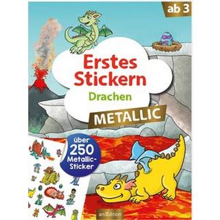 ARS EDITION  Erstes Stickern Metallic - Drachen 