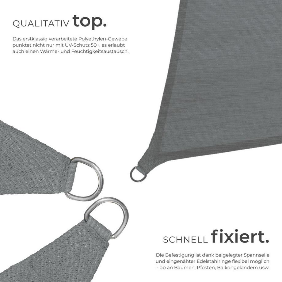 Tectake Sonnensegel  rechteckig mit UV-Schutz 50+ für Balkon, Garten und Terrasse  