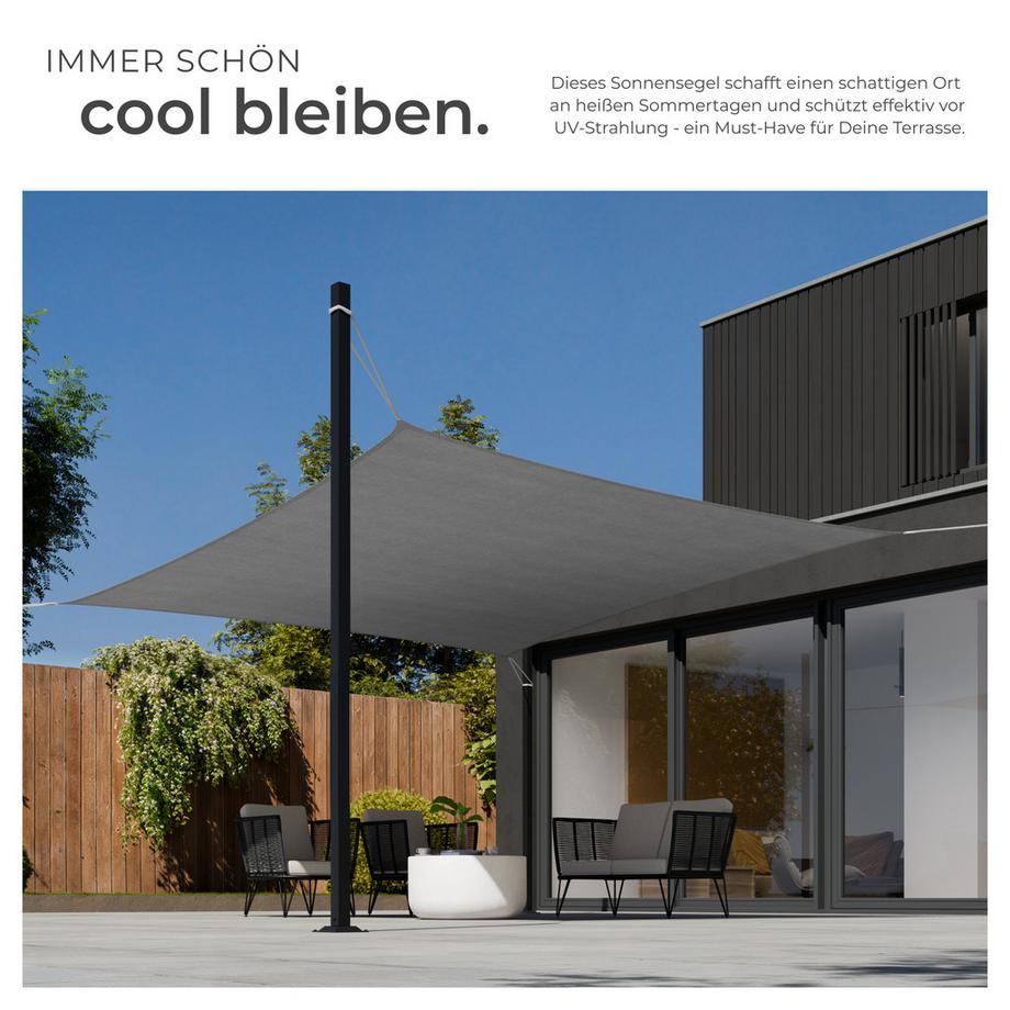 Tectake Sonnensegel  rechteckig mit UV-Schutz 50+ für Balkon, Garten und Terrasse  