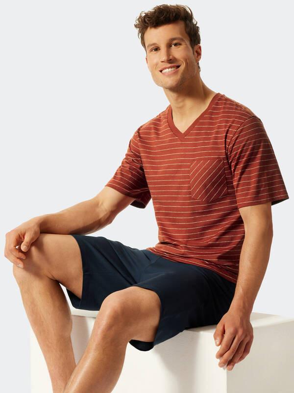 Schiesser Fashion Gestreifter V-Ausschnitt Pyjama  