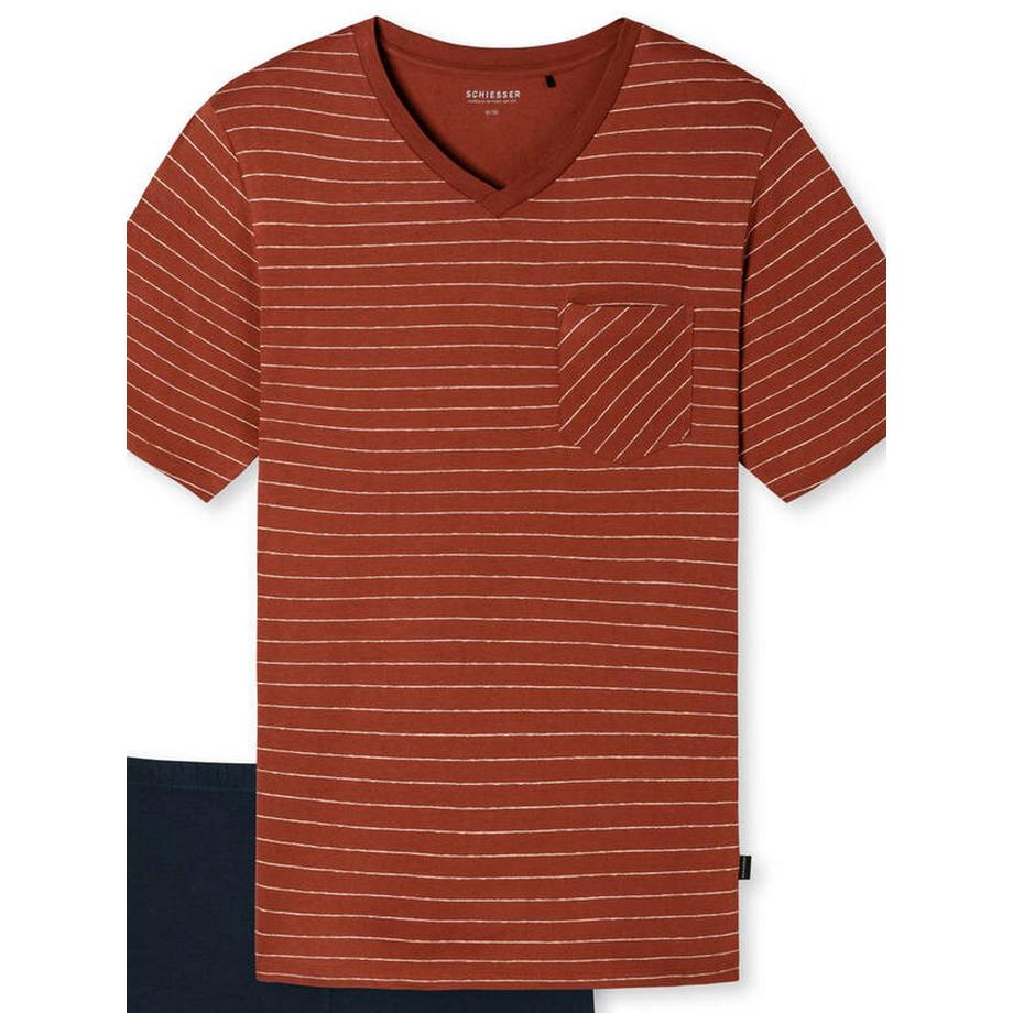 Schiesser Fashion Pigiama Rigato Scollo a V  