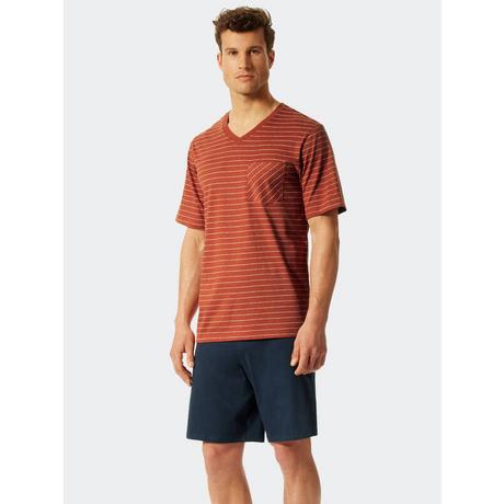 Schiesser Fashion Gestreifter V-Ausschnitt Pyjama  