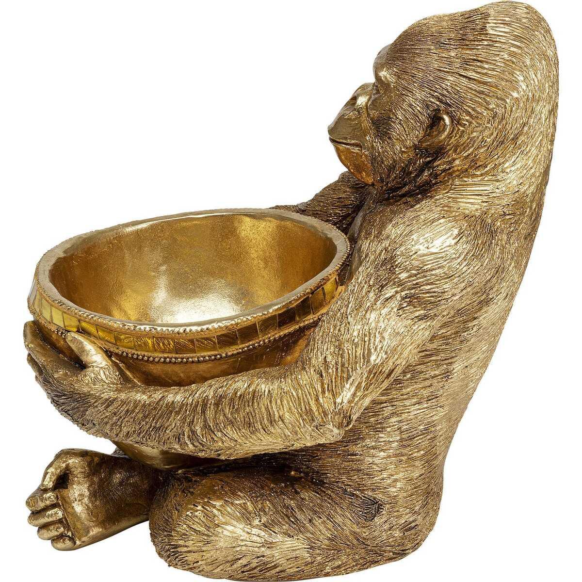 KARE Design Deko Figur Gorilla Holding Bowl gold  