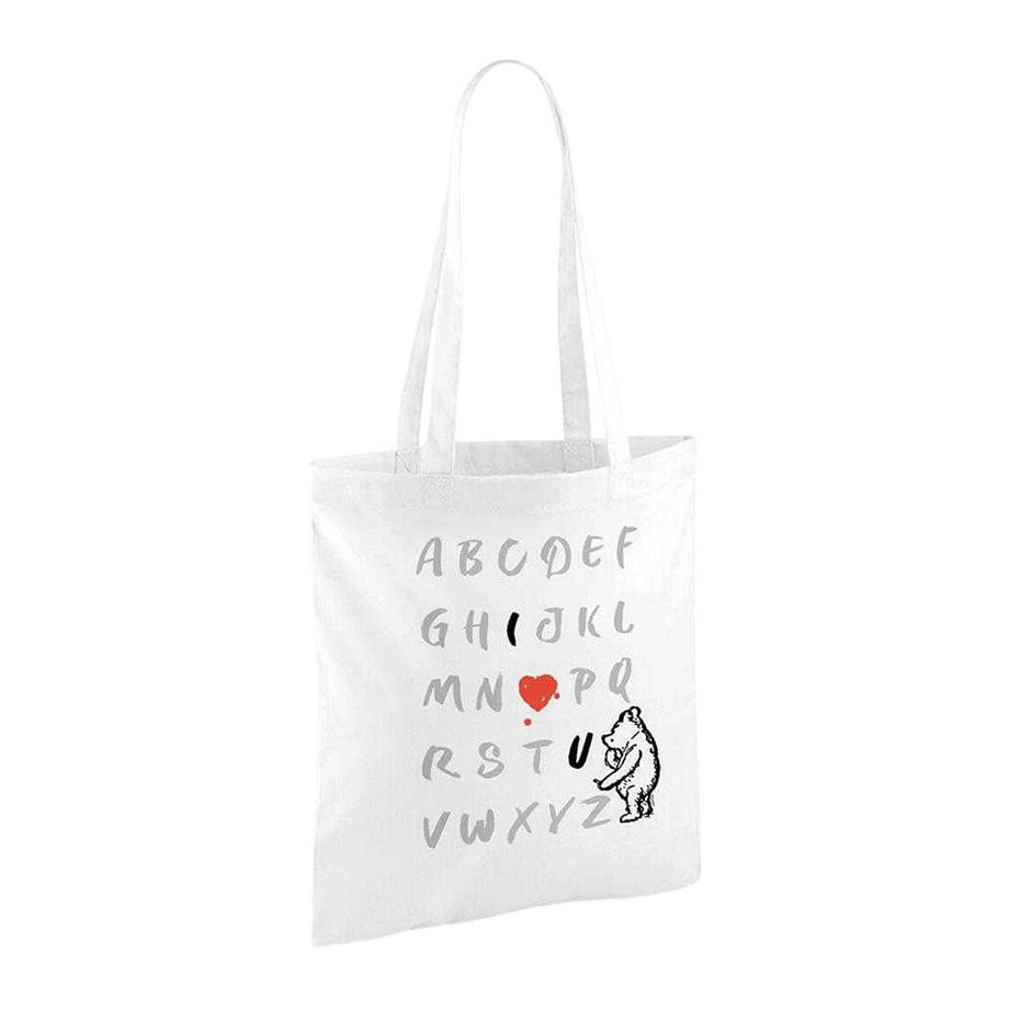 Winnie the Pooh Tote Bag Classique Réutilisable avec Motif Alphabet  