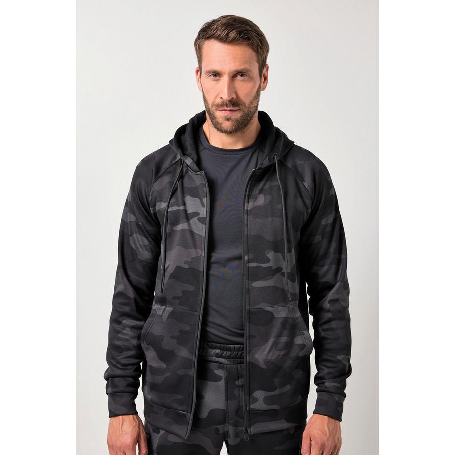 JP1880  Veste de survêtement en molleton JAY-PI, avec capuche et motif camouflage, collection Fitness – jusqu'au 7&nbsp;XL 