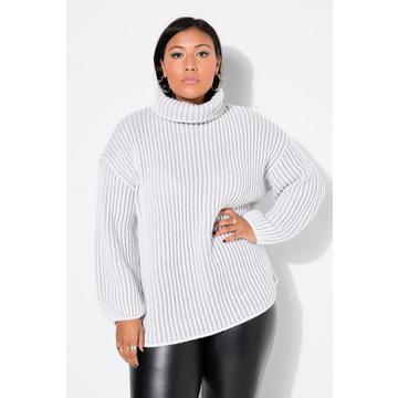 Rollkragenpullover, oversized, Streifen