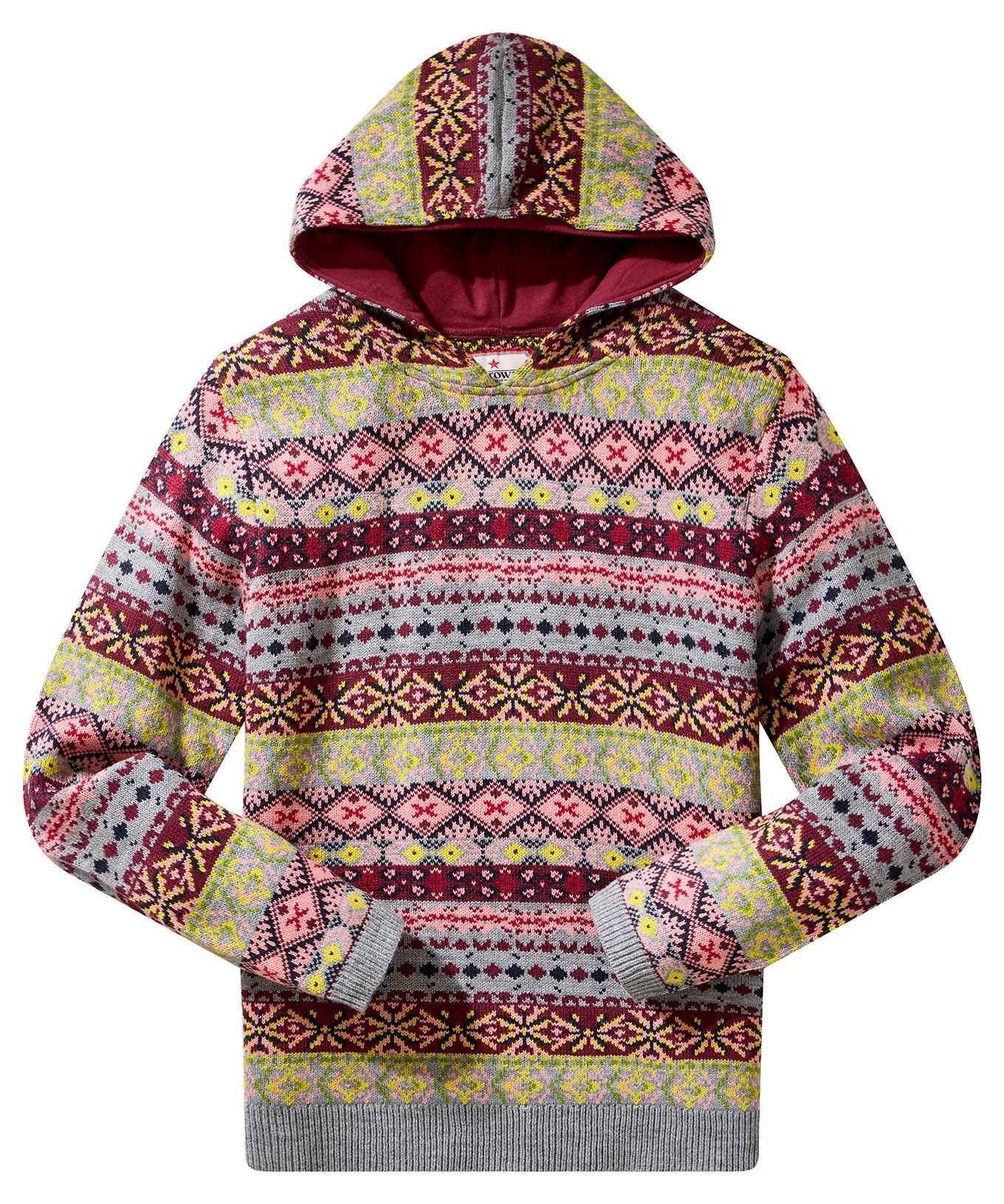 Joe Browns Hoodie Motivo Lavorato a Maglia Fair Isle  