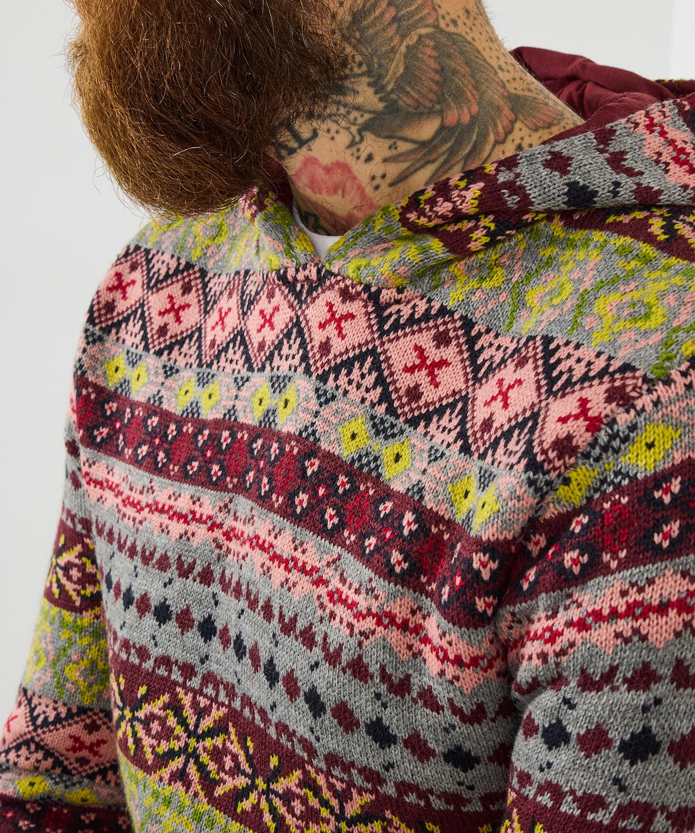 Joe Browns Hoodie Motivo Lavorato a Maglia Fair Isle  