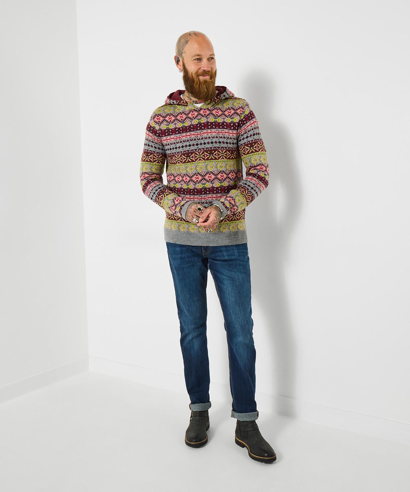 Joe Browns Hoodie Motivo Lavorato a Maglia Fair Isle  