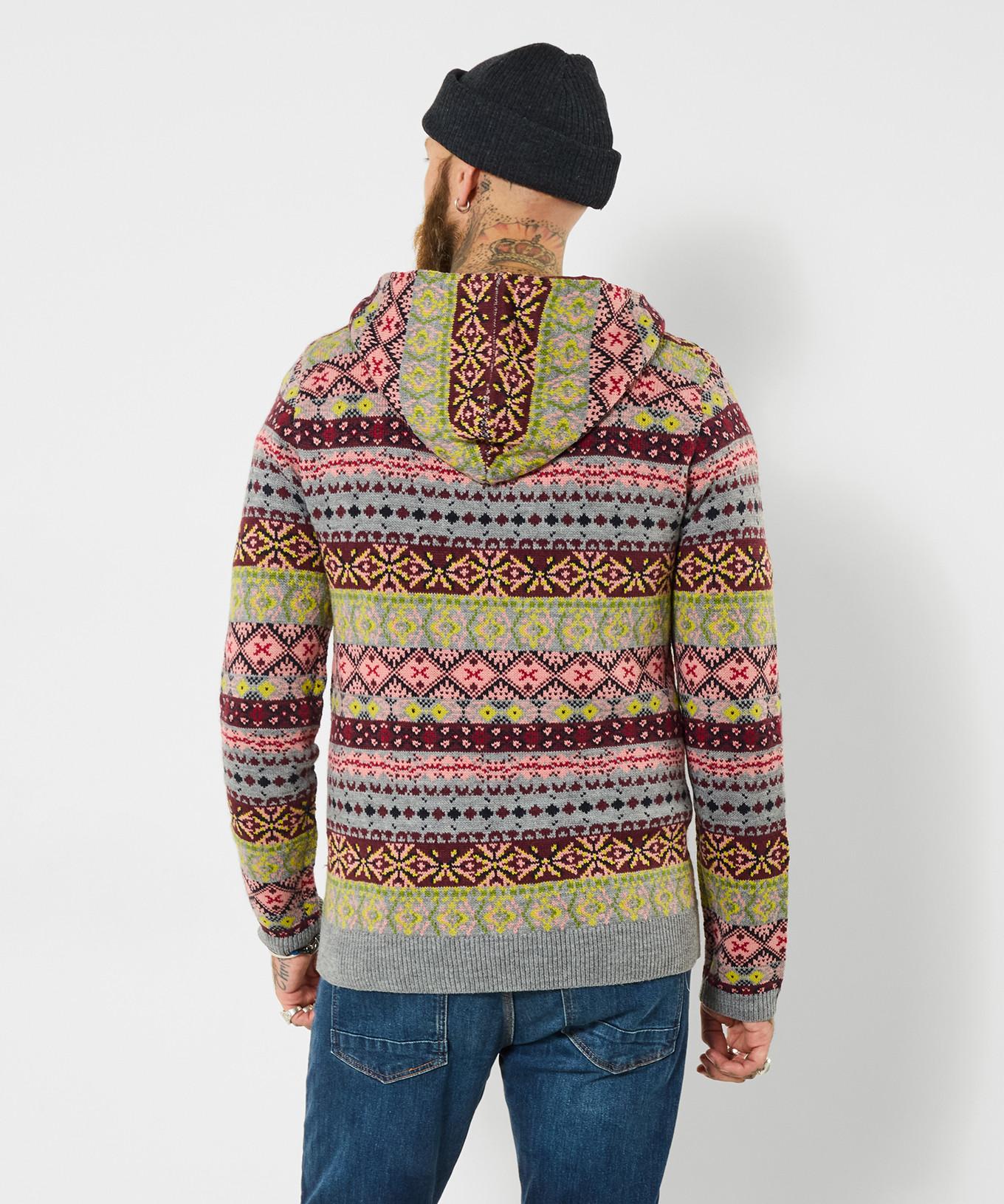 Joe Browns Hoodie Motivo Lavorato a Maglia Fair Isle  