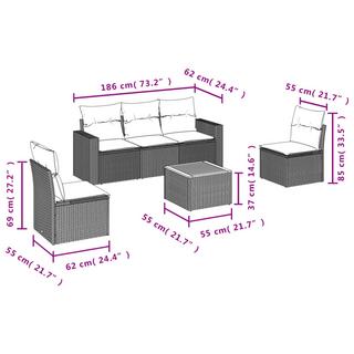 VidaXL Ensemble de canapés de jardin rotin synthétique  