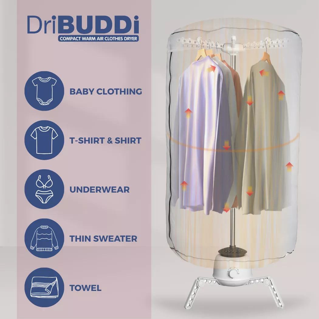 BEST DIRECT - Dribuddi Compact-Elektrischer Wäschetrockner, One Size, Weiss Bunt