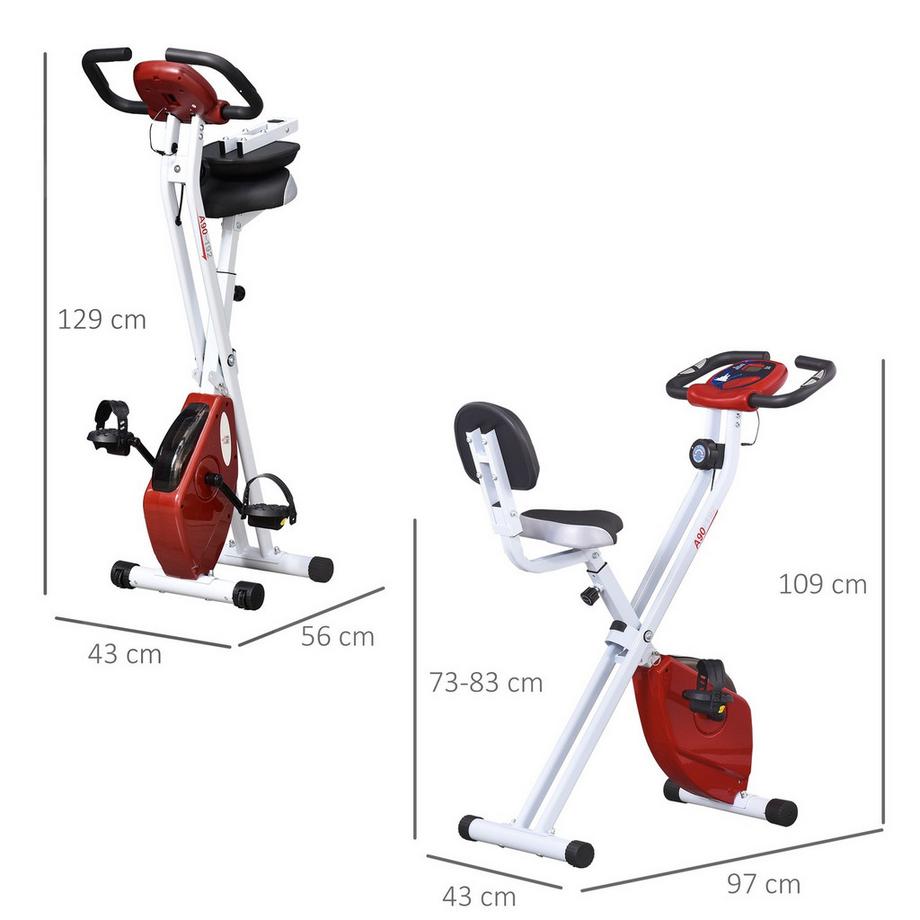 Northio  Vélo D'Appartement Vélo D'Appartement Avec 8 Niveaux De Résistance Magnétique Réglable, Réglable En Hauteur Acier Rouge + Blanc 43 X 97 X 109 Cm 