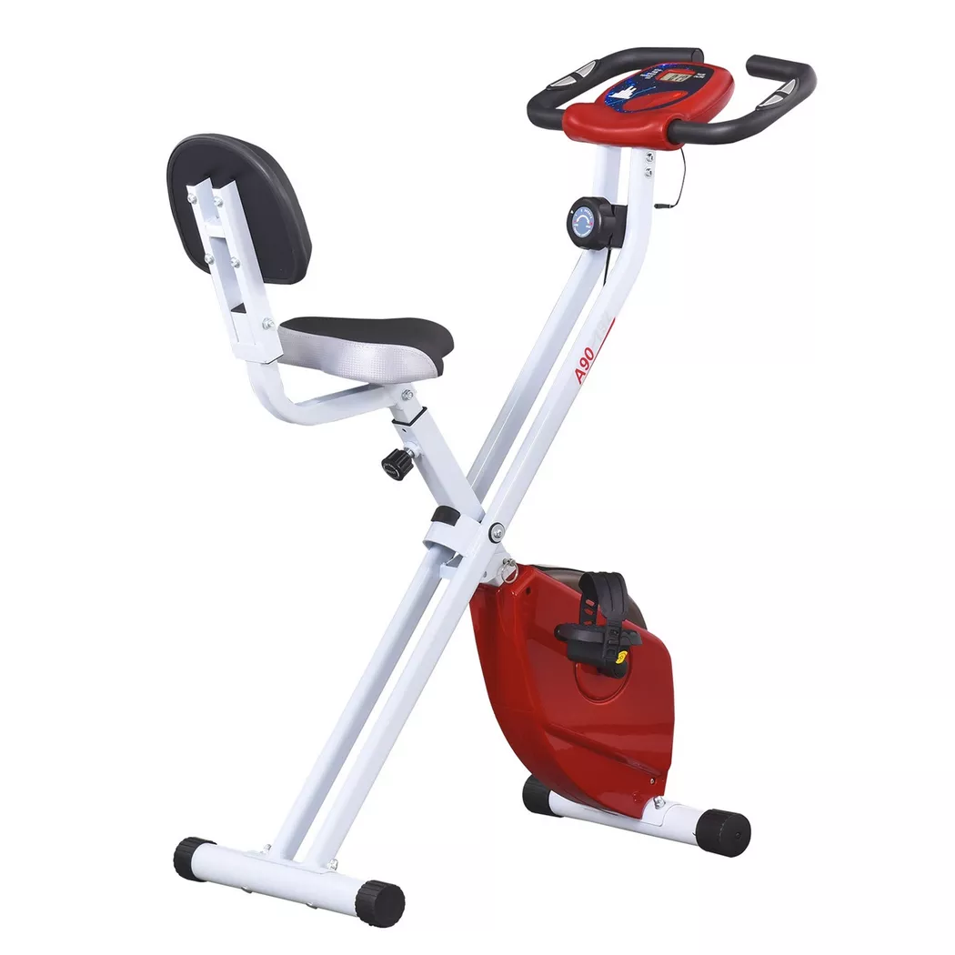 Northio - Heimtrainer Fahrradtrainer Mit 8 Stufig Einstellbarem Magnetwiderstand Höhenverstellbar Stahl Rot+Weiß 43 X 97 109 Cm, One Size