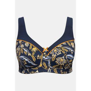 Ulla Popken  Reggiseno sostenitivo senza ferretto con fiori e coppa C-F 