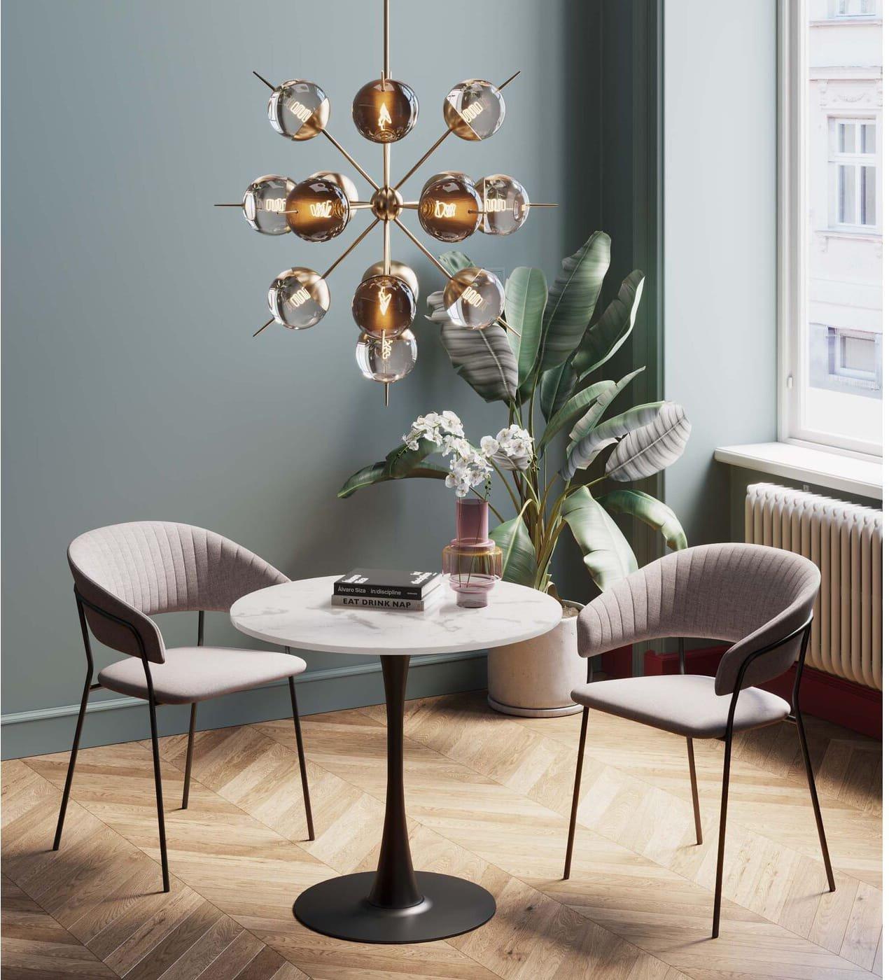 KARE Design Table Schickeria marbre blanc rond 80  