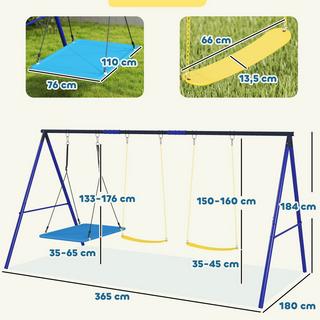 Northio Balançoire extérieure pour enfants avec balançoire à plate-forme, balançoire à ceinture, cadre de balançoire en acier, balançoire de jardin pour enfants  