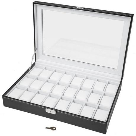 Tectake  Uhrenbox mit 24 Fächern inkl. Schlüssel 