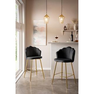 mutoni Tabouret de bar velours noir (lot de 2)  