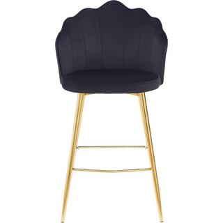 mutoni Tabouret de bar velours noir (lot de 2)  