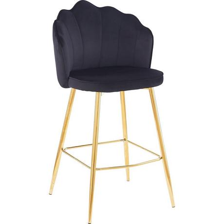 mutoni Tabouret de bar velours noir (lot de 2)  