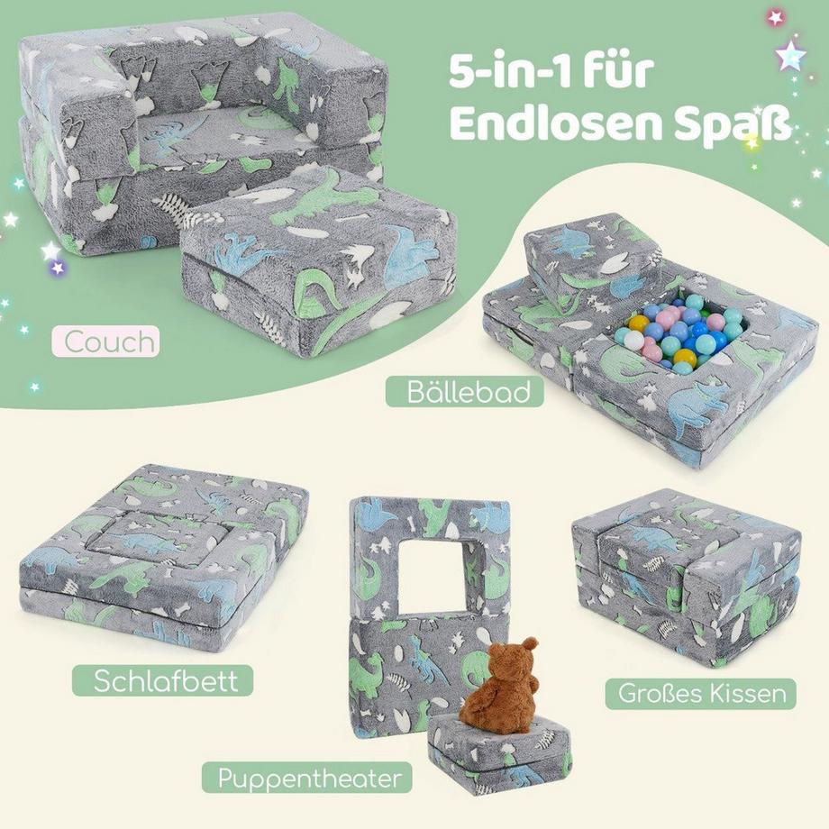 Northix Modulares Kindersofa – Leuchtet im Dunkeln  