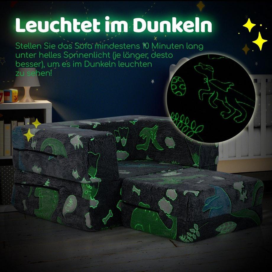 Northix Modulares Kindersofa – Leuchtet im Dunkeln  
