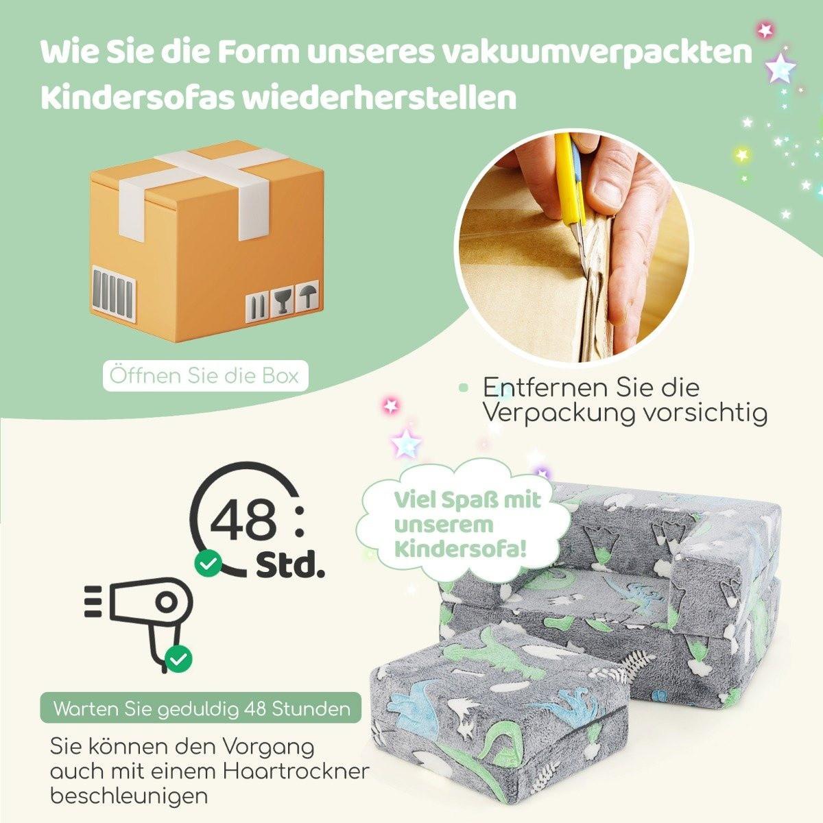 Northix Modulares Kindersofa – Leuchtet im Dunkeln  