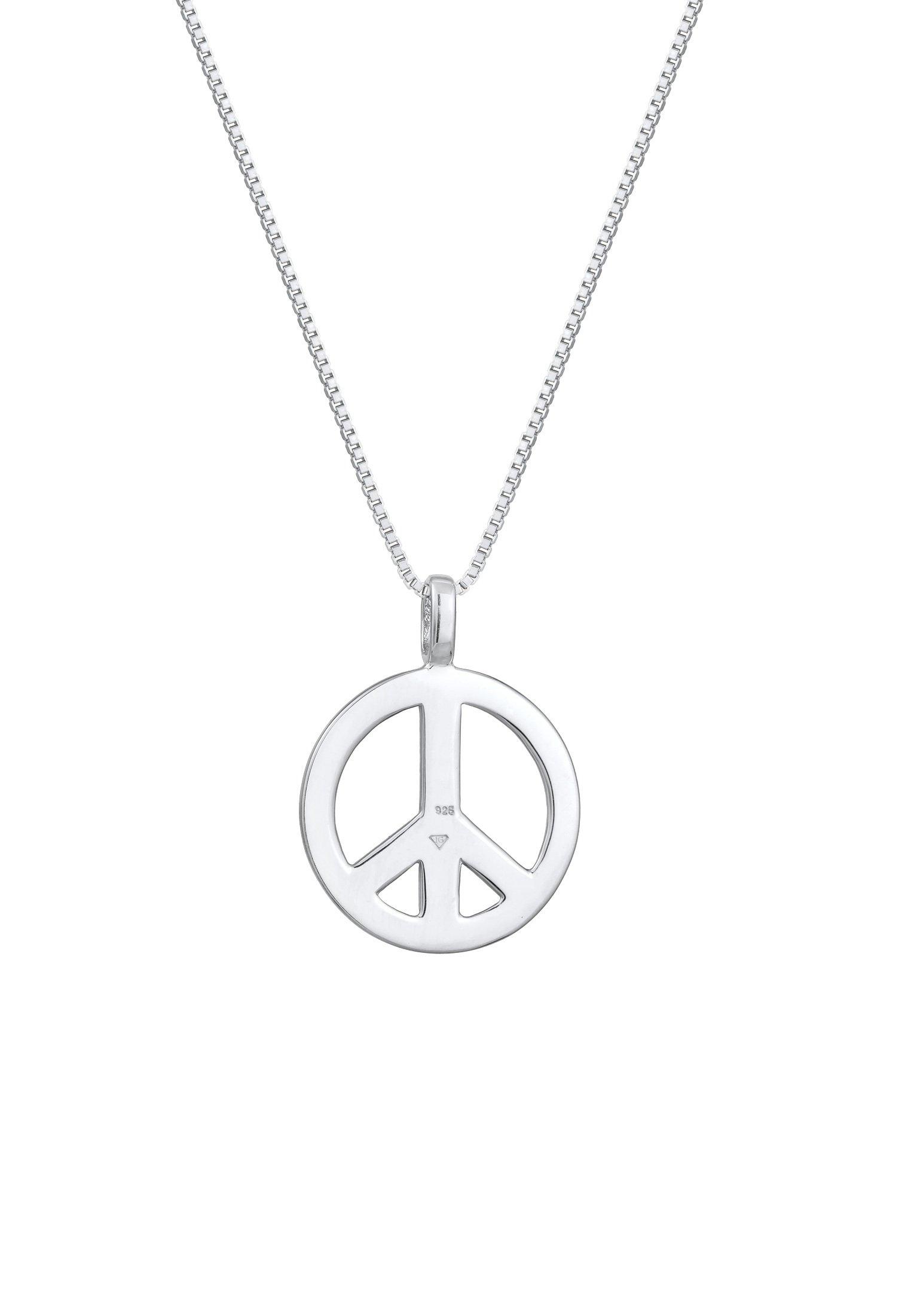 Kuzzoi  Collier Herren Peace Frieden Massiv 925 Silber 