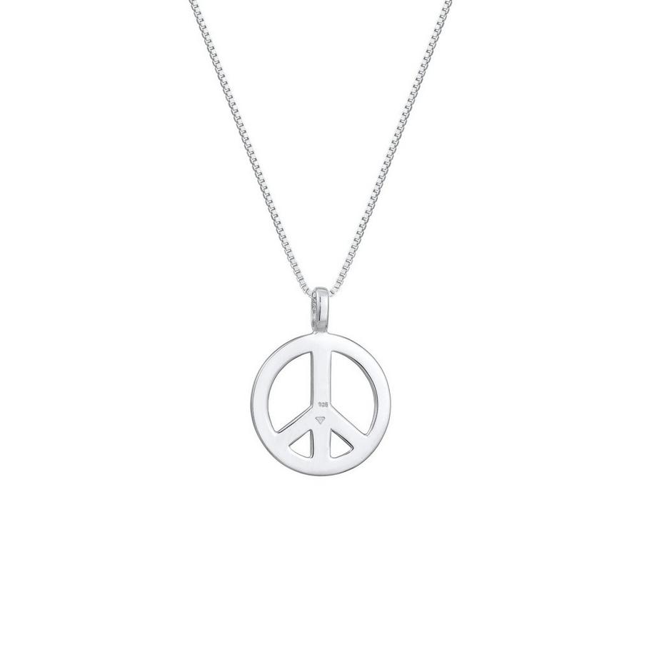 Kuzzoi  Collier Herren Peace Frieden Massiv 925 Silber Vergoldet 