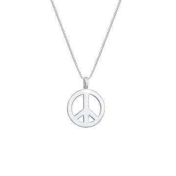Collier Herren Peace Frieden Massiv 925 Silber Vergoldet