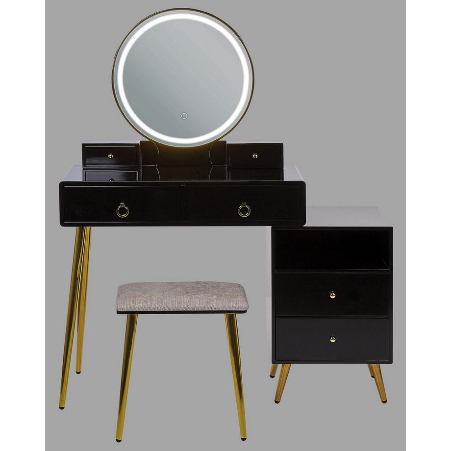 Beliani  Schminktisch mit Spiegel und Hocker aus MDF-Platte Glamourös YVES 
