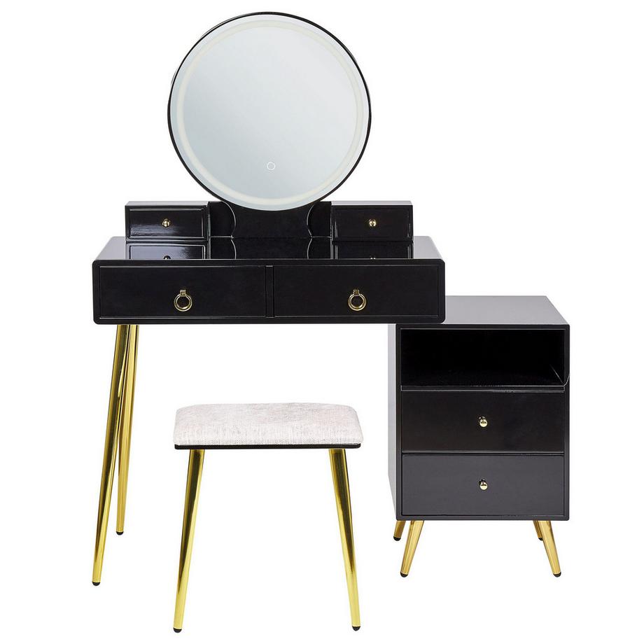 Beliani  Schminktisch mit Spiegel und Hocker aus MDF-Platte Glamourös YVES 