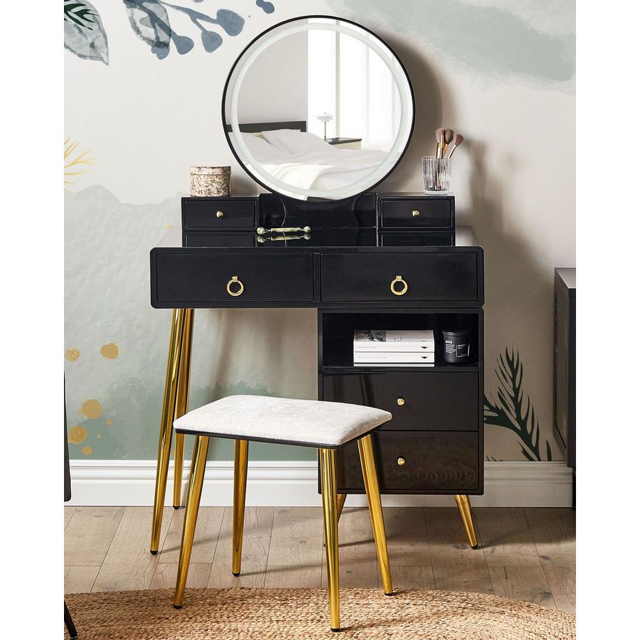 Beliani  Schminktisch mit Spiegel und Hocker aus MDF-Platte Glamourös YVES 