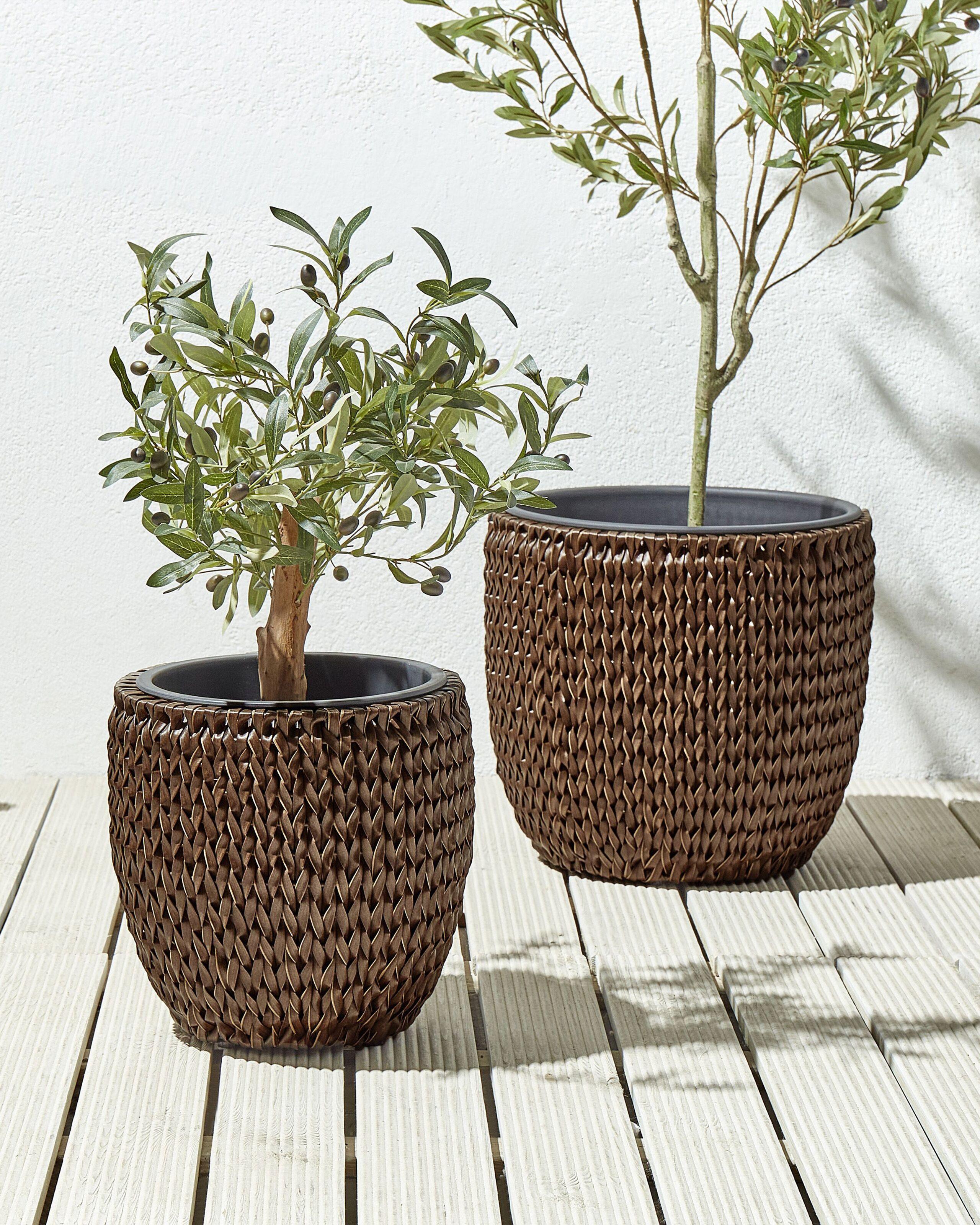 Beliani Lot de 3 pots de fleurs en Polyrotin Rustique BERBERIS  