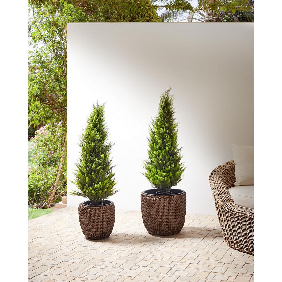 Beliani Set di 3 vasi per piante en Rattan sintetico Rustico BERBERIS  