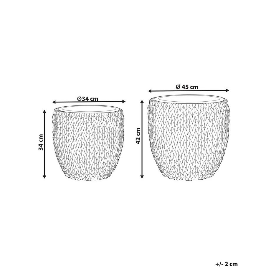 Beliani Set di 3 vasi per piante en Rattan sintetico Rustico BERBERIS  