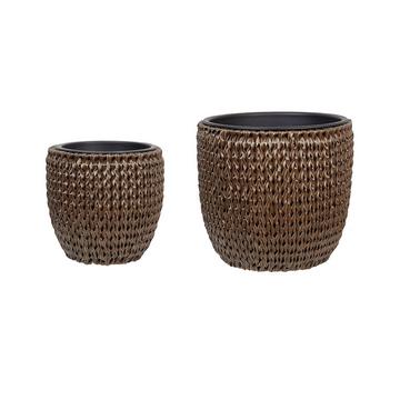 Set di 3 vasi per piante en Rattan sintetico Rustico BERBERIS