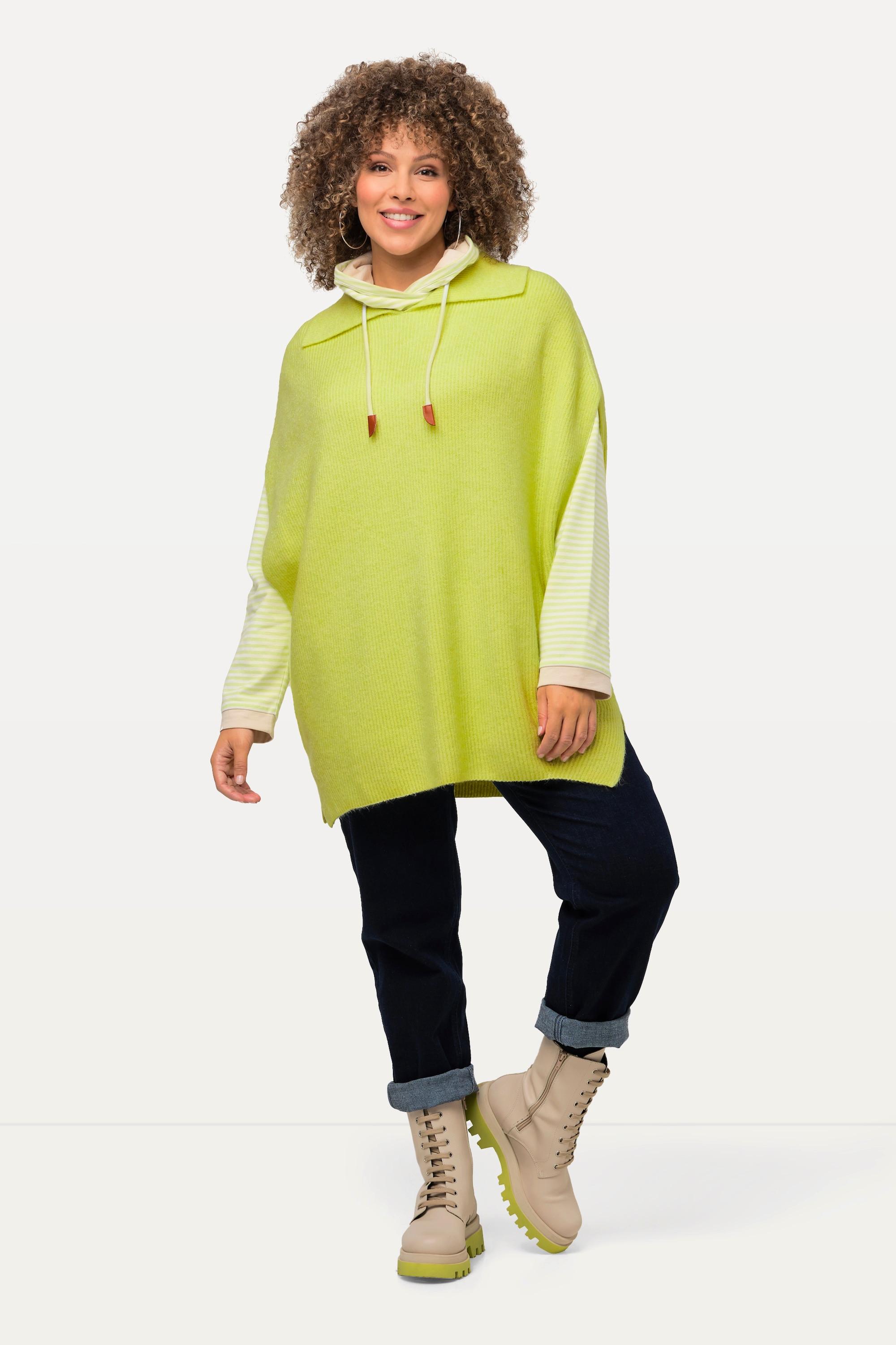 Ulla Popken  Pull sans manches oversized, bords-côtes, col en maille 