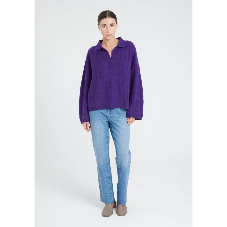 Studio Cashmere8 ZAYA 5 Polo Pull Maille Torsadée 6 Fils  