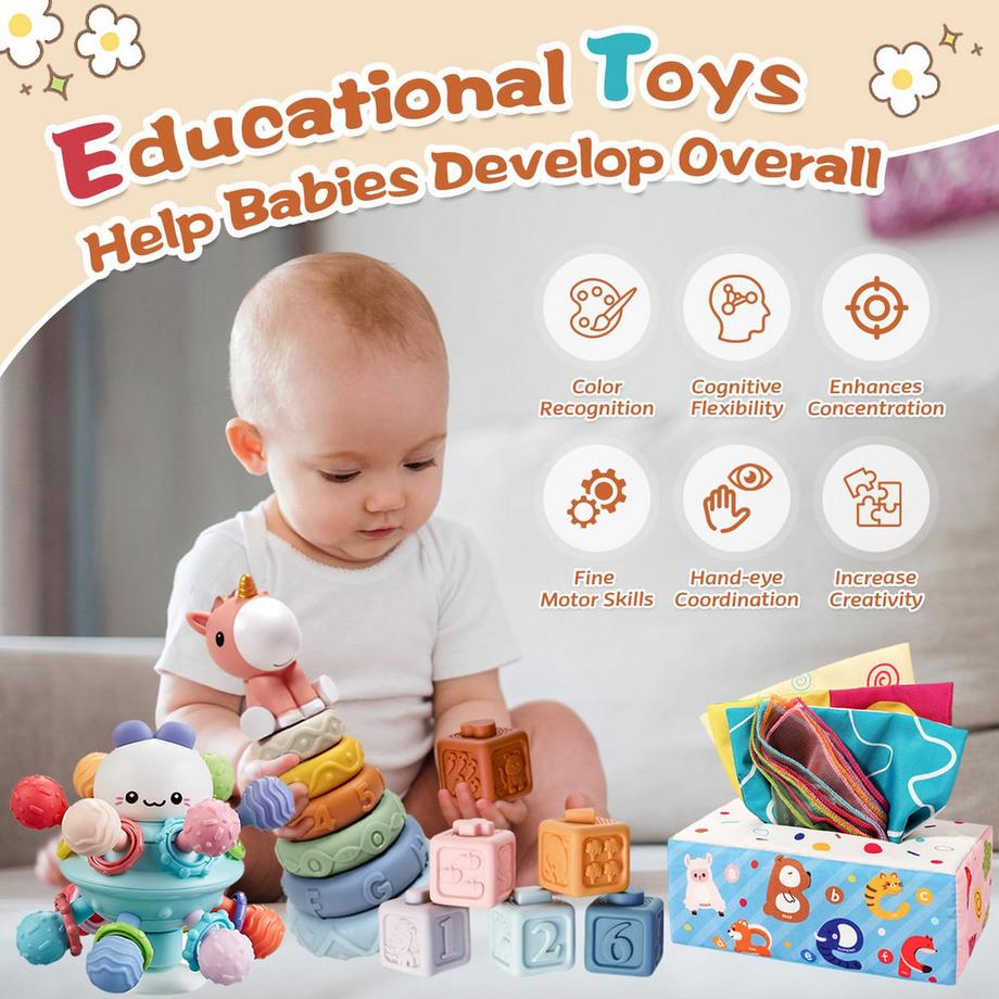 Activity-board  4-in-1-Babyspielzeug, sensorisches Spielzeug 