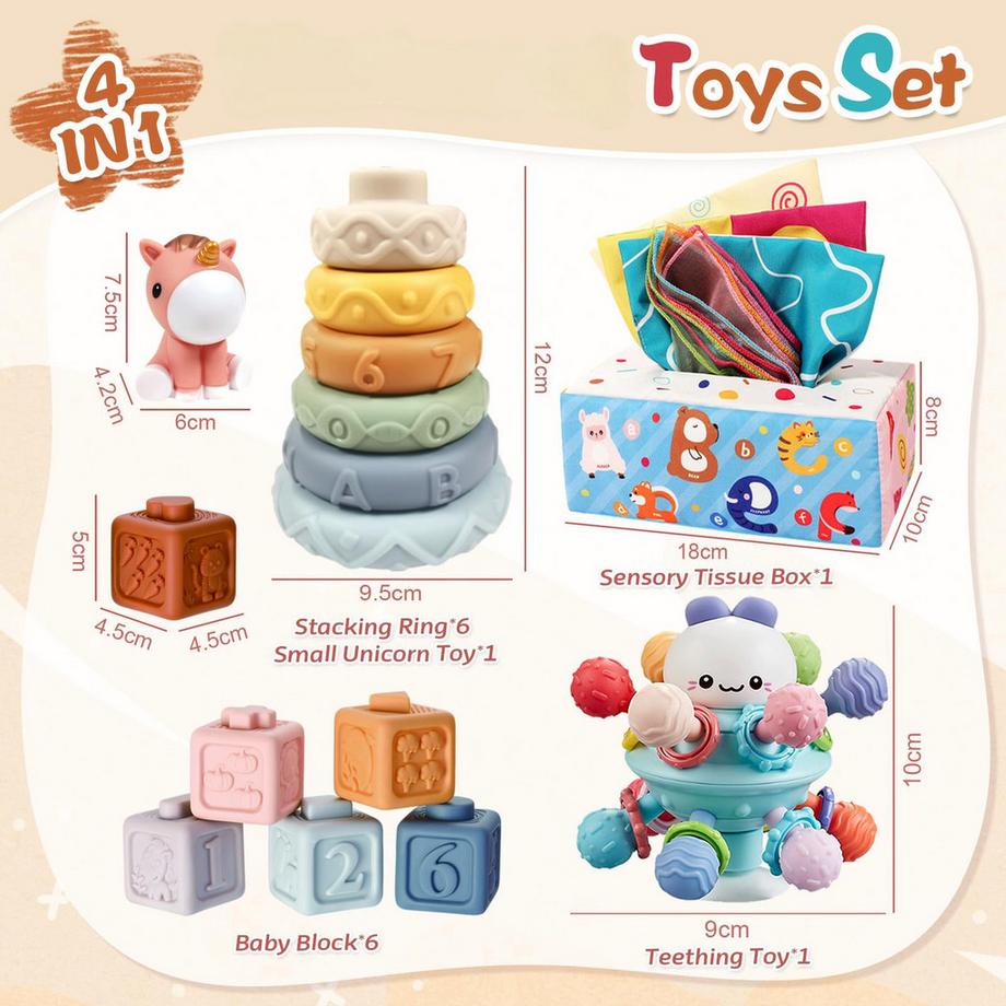 Activity-board  4-in-1-Babyspielzeug, sensorisches Spielzeug 