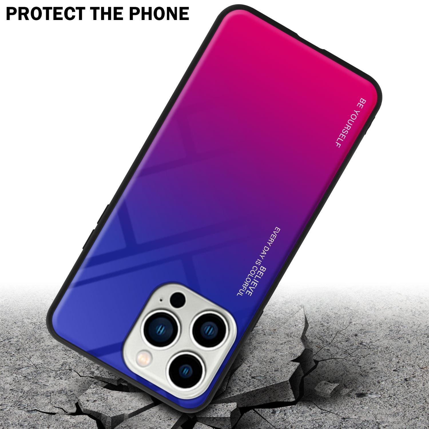 Cadorabo  Housse compatible avec Apple iPhone 14 PRO - Coque de protection bicolore en silicone TPU et dos en verre trempé 