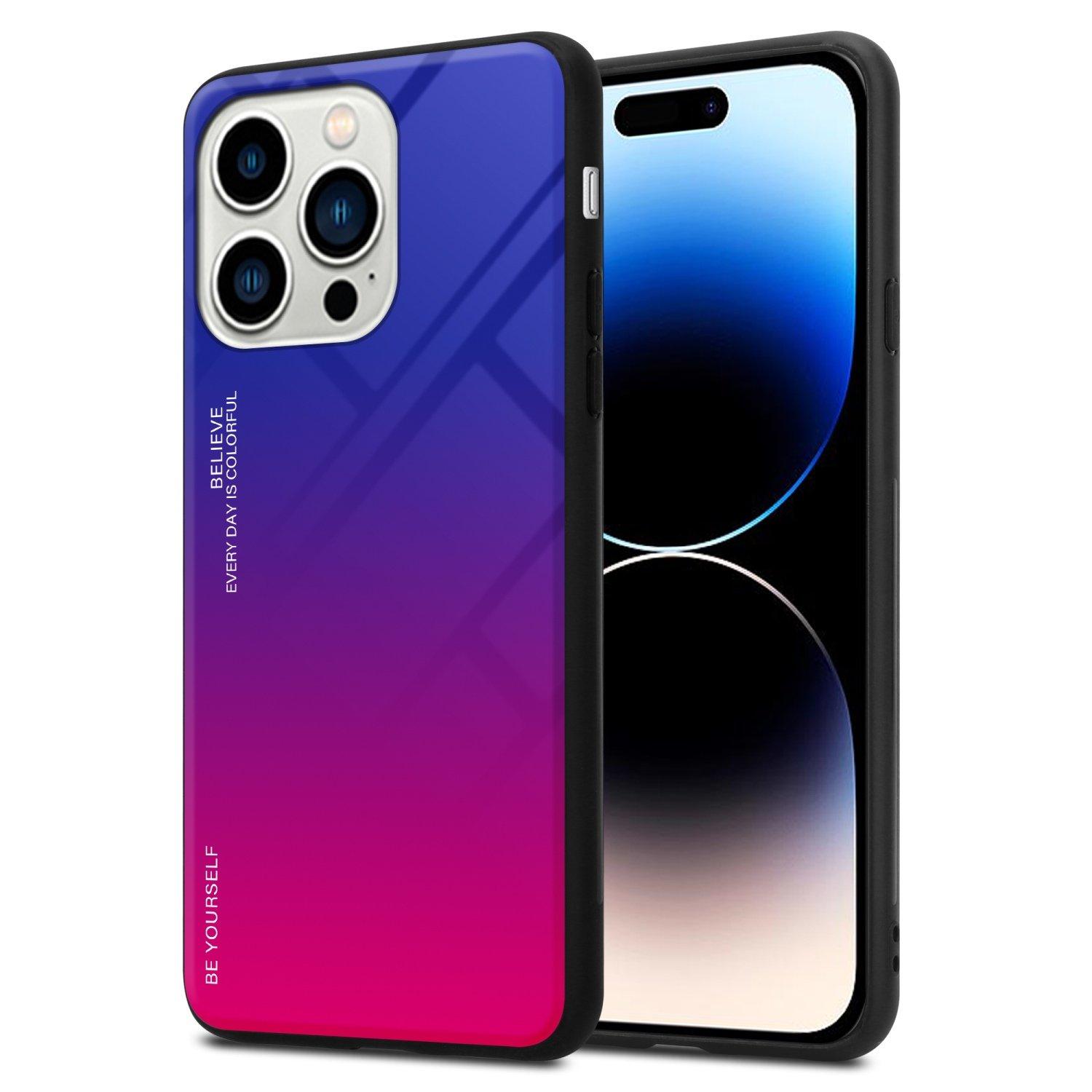 Cadorabo  Housse compatible avec Apple iPhone 14 PRO - Coque de protection bicolore en silicone TPU et dos en verre trempé 