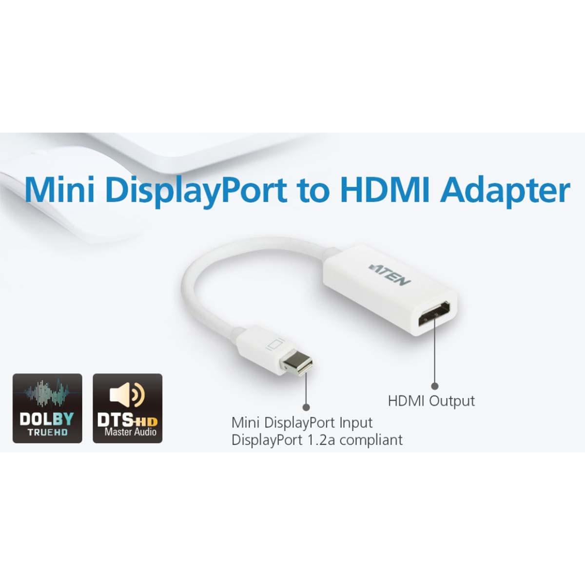 Nedis  Câble Mini Displayport Mini DisplayPort-hane - HDMI contact 0,15 m Vit 