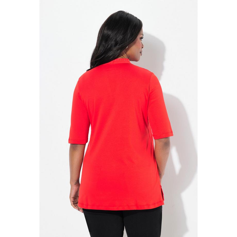 Ulla Popken T-Shirt Linea A Collo Alto Mezza Manica  